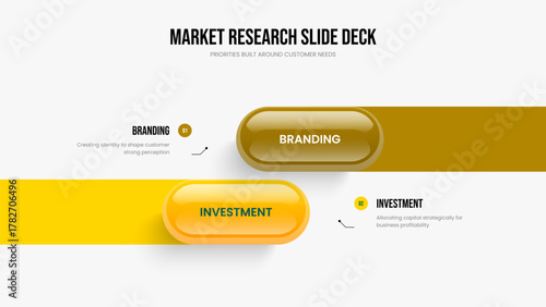 Product Briefing 2 Option Diagram Slideshow Template. Project Development Presentation Layout Vector Illustration. Digital Plan Two Step Infographic Slide Design.