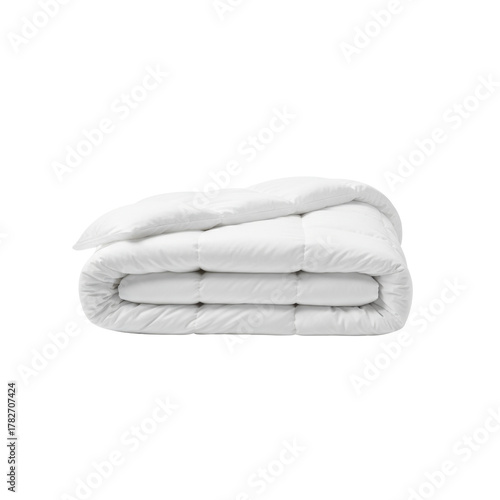 Pure white folded comforter presents a picture of serene comfort and immaculate cleanliness