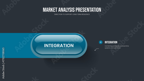 Modern Showcase One Option Diagram Frame Layout. Company Proposal Slideshow Template Vector Illustration. Market Analysis 1 Element Infographic Presentation Design.