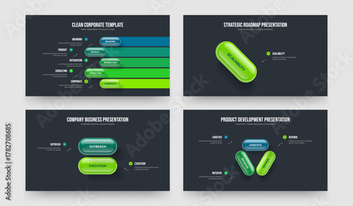 Financial Portfolio 5 1 2 3 Step Diagram Slideshow Design Collection. Creative Planning Five One Two Three Element Infographic Frame Layout Vector Illustration Set.