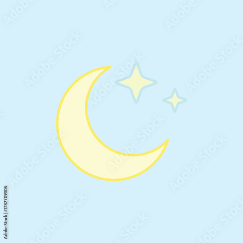 Night sky with crescent moon and stars