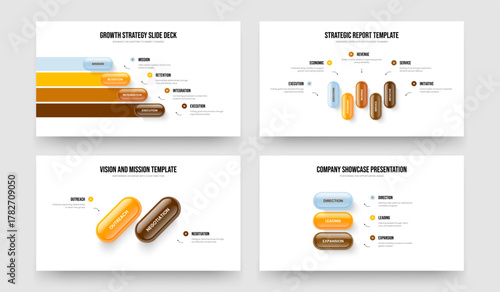 Creative Introduction 4 5 2 3 Step Infographic Frame Design Set. Digital Insight Four Five Two Three Element Diagram Presentation Template Vector Illustration Bundle.