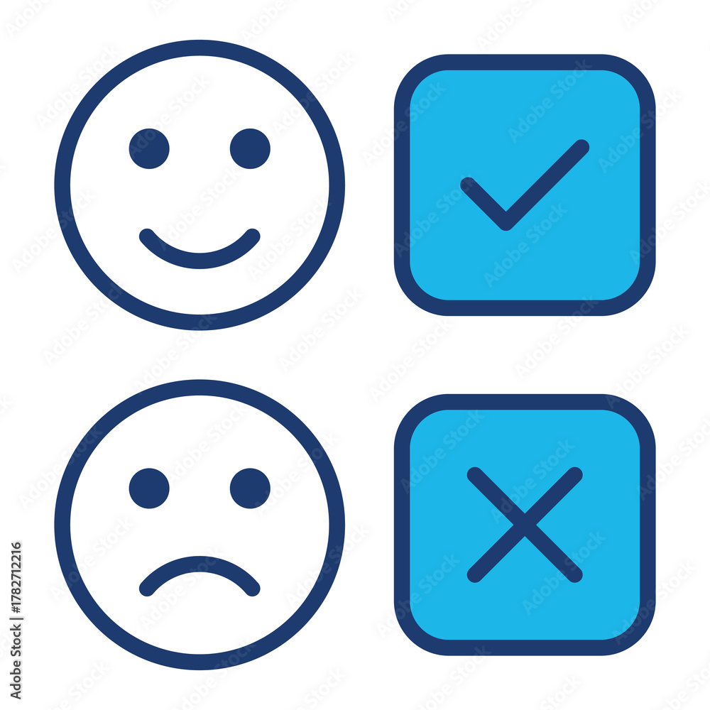 Fototapeta premium Dissatisfied Icon In Blue Monochrome Flat Design, Vector Illustration
