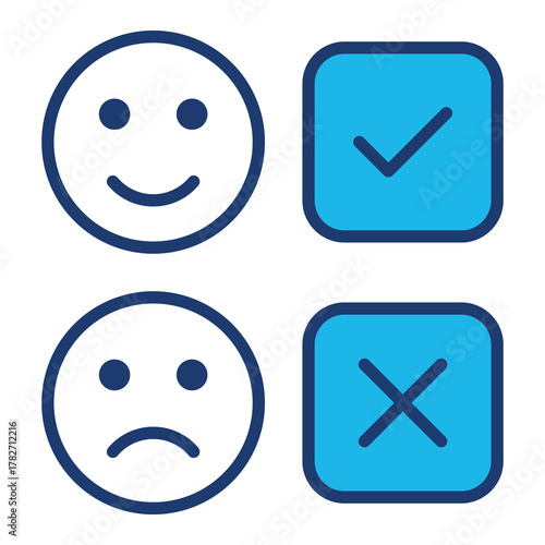 Dissatisfied Icon In Blue Monochrome Flat Design, Vector Illustration