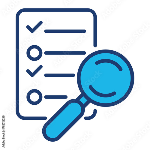 Evaluation Icon In Blue Monochrome Flat Design, Vector Illustration