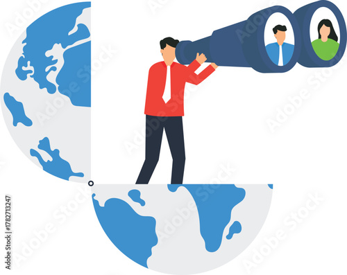 Businessman working remote work social distancing corporate employee workplace isolation digital bubble quarantine life personal space safety bubble business concept mental health