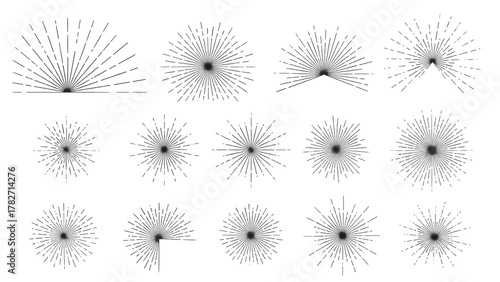 Vector illustration of collection of abstract starbursts and sunbursts on a white background