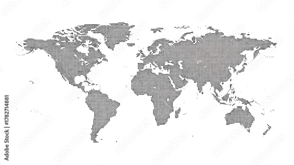 Obraz premium Vector illustration&nbsp;of world map composed of dots or pixels on a white background
