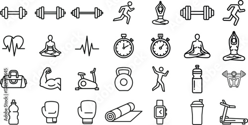 Fitness and Wellness Icons Vector Illustration for Healthy Lifestyle Choices