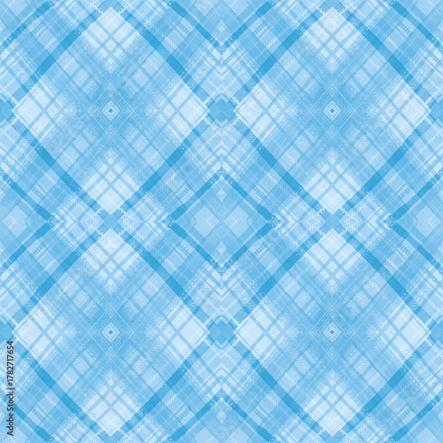 Blue Tartan Plaid Seamless Pattern in Cool Winter Tones