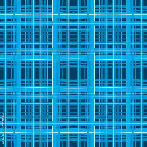 Blue Tartan Plaid Seamless Pattern with Classic Style