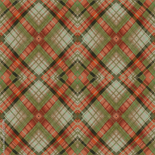 Autumn Tartan Plaid Seamless Pattern in Warm Earthy Colors