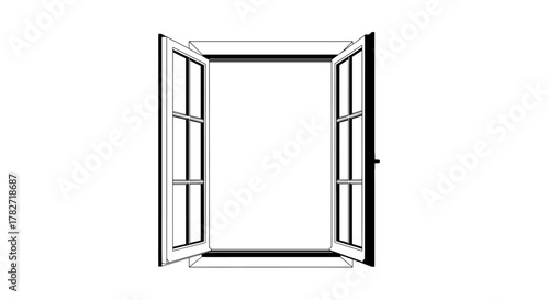 Open window inviting fresh air and new beginnings, perfect for home design or real estate marketing, creating a bright and airy atmosphere