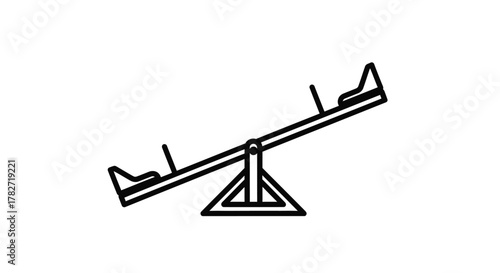 Simple black and white illustration of a classic seesaw design