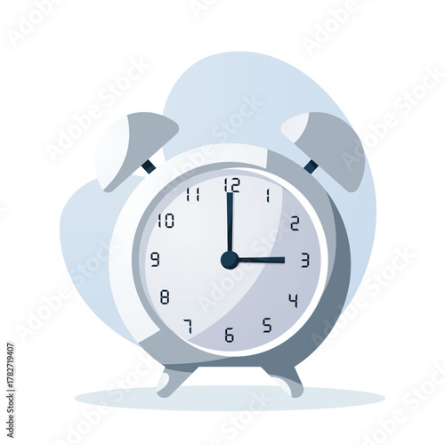 Alarm clock. Wake up timer clock. Morning timer clock. Ringing watch. Vector illustration.