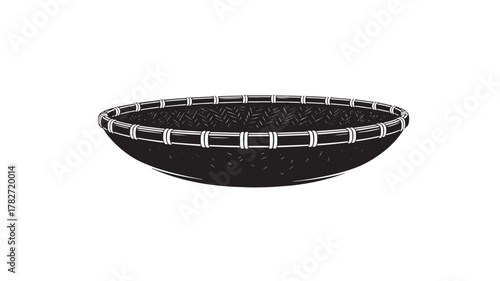 Authentic woven basket illustration perfect for adding rustic charm to your designs, use it for food presentation or home decor projects, capturing a sense of natural simplicity and earthy elegance