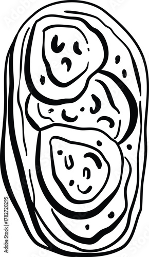 Vector bruschetta italian food icon.