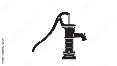 Vintage well pump illustration, evoking a sense of nostalgia and simpler times, perfect for adding a touch of rustic charm to any project with a classic, rural aesthetic