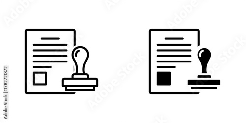 Document with stamp icon, representing approval or verification