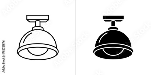 Two ceiling light icons, one outline and one solid black