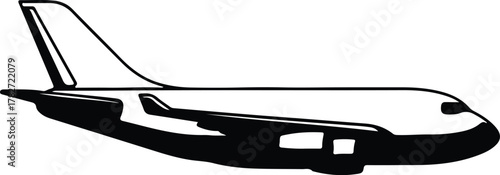 Illustrator Commercial airplane side view flight silhouette vector