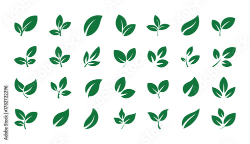 Leaf green icons set Vector