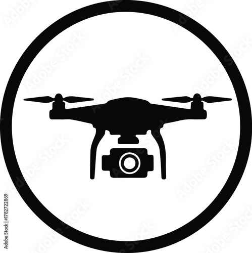 Illustrator Modern drone logo in the circle frame Silhouette vector