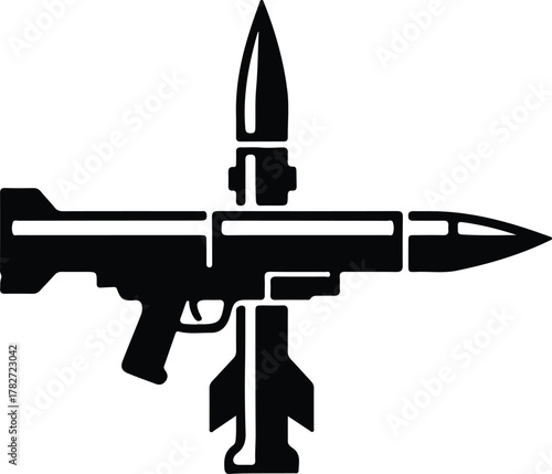 Illustrator rocket launcher military weapon symbol simple black Silhouette vector