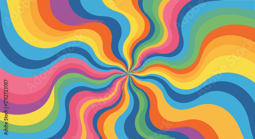 A vibrant and colorful swirling pattern radiates from a central point