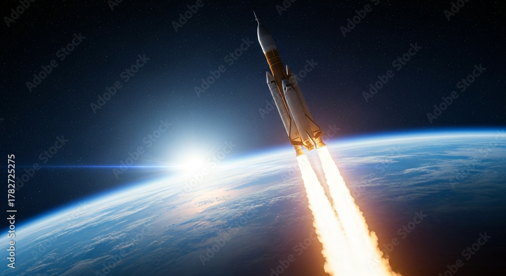 Fototapeta premium Rocket Launching Space Flight Mission Earth Orbit