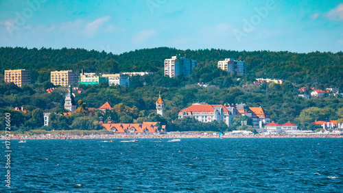 Fototapeta Naklejka Na Ścianę i Meble -  Sopot Beach with People, Poland