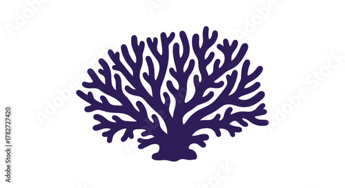A stylized and simple graphic illustration of a vibrant dark purple coral formation, ideal for marine life, oceanography, or nature-themed designs.