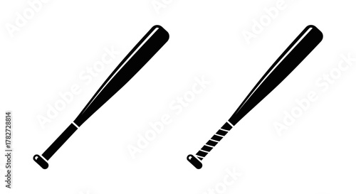 A simple illustration depicting two black baseball bats on white background