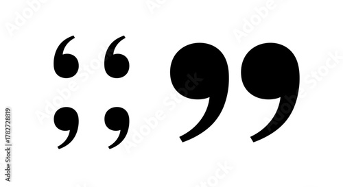 A collection of black quotation marks displayed against a white background