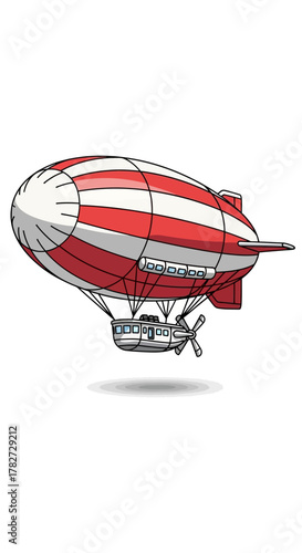 Vintage Red and White Striped Blimp.
