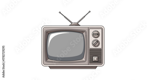 Vintage Television Set with Antenna.