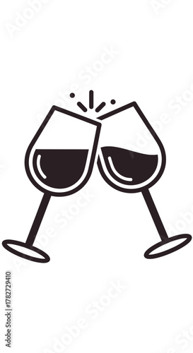 Two Wine Glasses Clinking Together in Celebration.