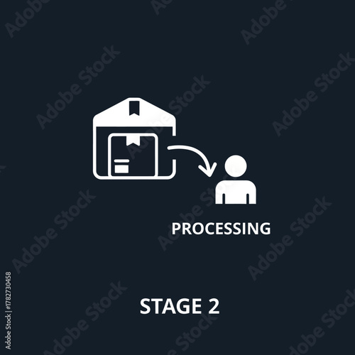 Warehouse processing stage two icon.