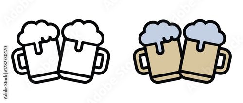 Celebrate with a refreshing toast to good times and cheer, featuring a pair of beer mugs perfect for festive occasions and happy gatherings