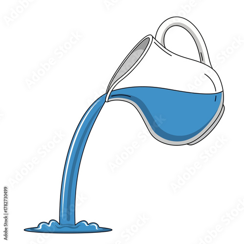 Water Pouring From A Glass Pitcher.