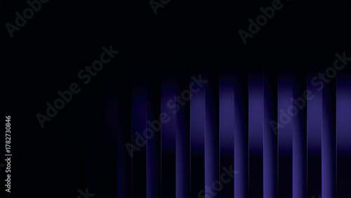 Futuristic purple glowing ribbed light bars forming a sleek abstract digital wave pattern with smooth luminous gradients, perfect for modern tech and creative design projects.
