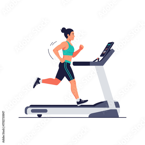 Woman running on a treadmill in a gym 1.