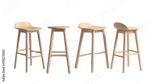 Scandinavian bar stool set for kitchen furniture modern design realistic style minimalist environment