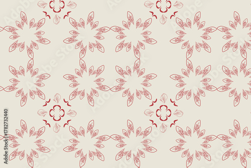 Elegant arabesque seamless pattern combining floral vines and flowing curve geometric symmetry, ideal for wallpapers, textiles, luxury packaging, Ramadan invitations