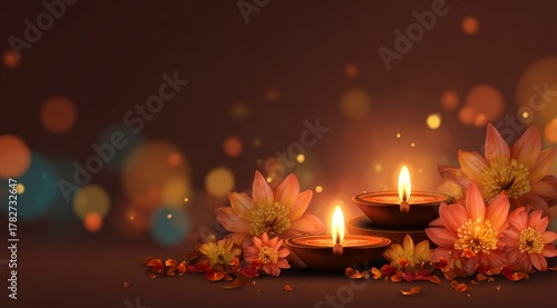 Candles and Flowers Create a Serene Atmosphere for a Festive Celebration at N...