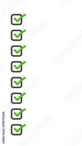 Animated checklist and progress report with alpha channel. Items appear and get checked, showing clean progress updates. Transparent background makes it perfect for overlays 
