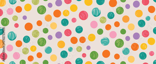 Seamless Pattern Of Colorful Hand Drawn Polka Dots On A Light Background vector illustration