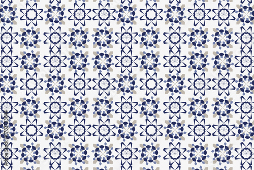 Modern arabesque floral geometry Cultural design blue curved symmetry, perfect for decorative wallpapers, fashion textiles, elegant branding, and cultural invitations.