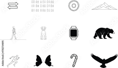 Arrows lanterns donut mountains woman dog smartwatch bear runner butterflies candy cane eagle