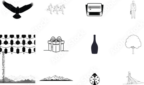 Black bird flying open wings silhouette